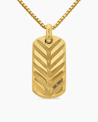 Chevron Tag in 18K Yellow Gold with Diamonds, 42mm