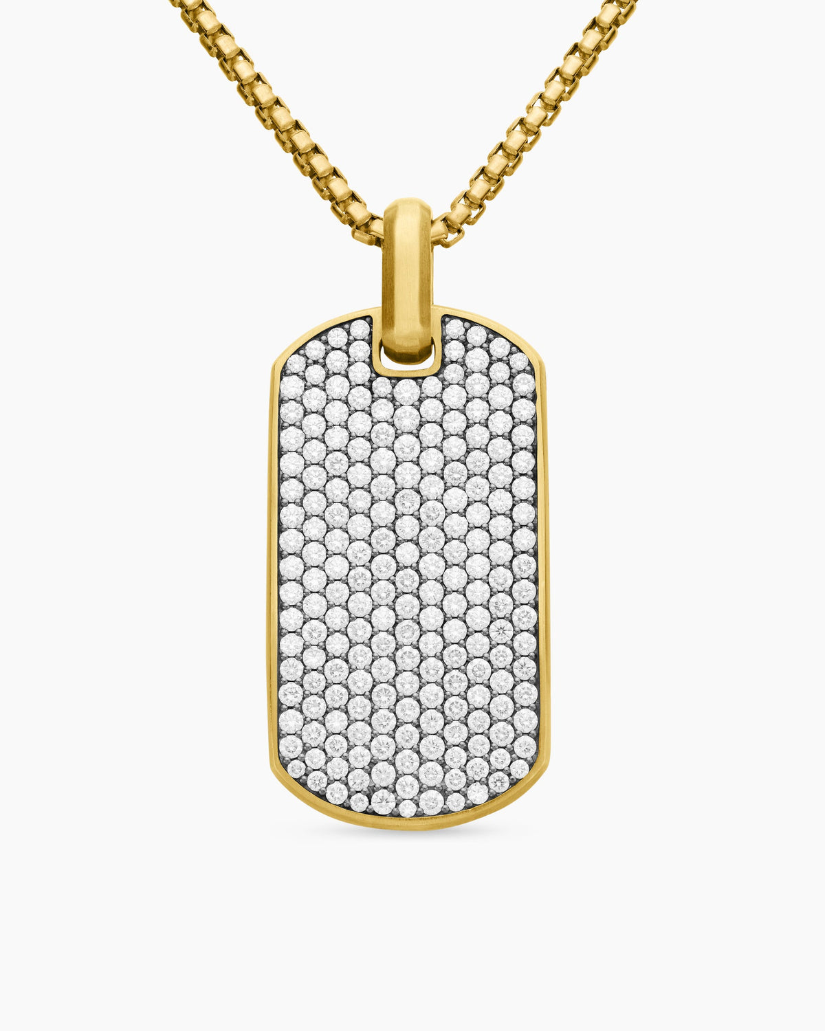 Chevron Tag in 18K Yellow Gold with Diamonds, 42mm