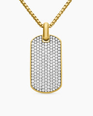 Chevron Tag in 18K Yellow Gold with Diamonds, 42mm
