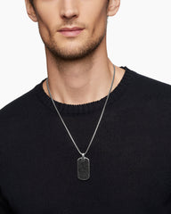 Chevron Tag in Sterling Silver with Black Diamonds, 42mm