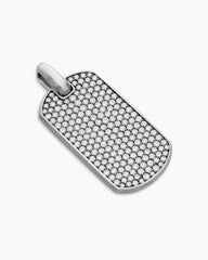 Chevron Tag in Sterling Silver with Diamonds, 42mm