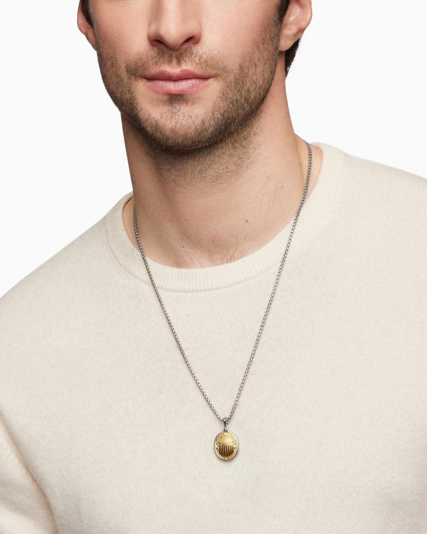 Petrvs® Scarab Amulet in Sterling Silver with 18K Yellow Gold, 24mm