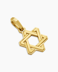 Deco Star of David Pendant in 18K Yellow Gold, 19.5mm