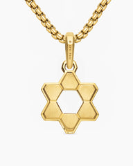 Deco Star of David Pendant in 18K Yellow Gold, 19.5mm