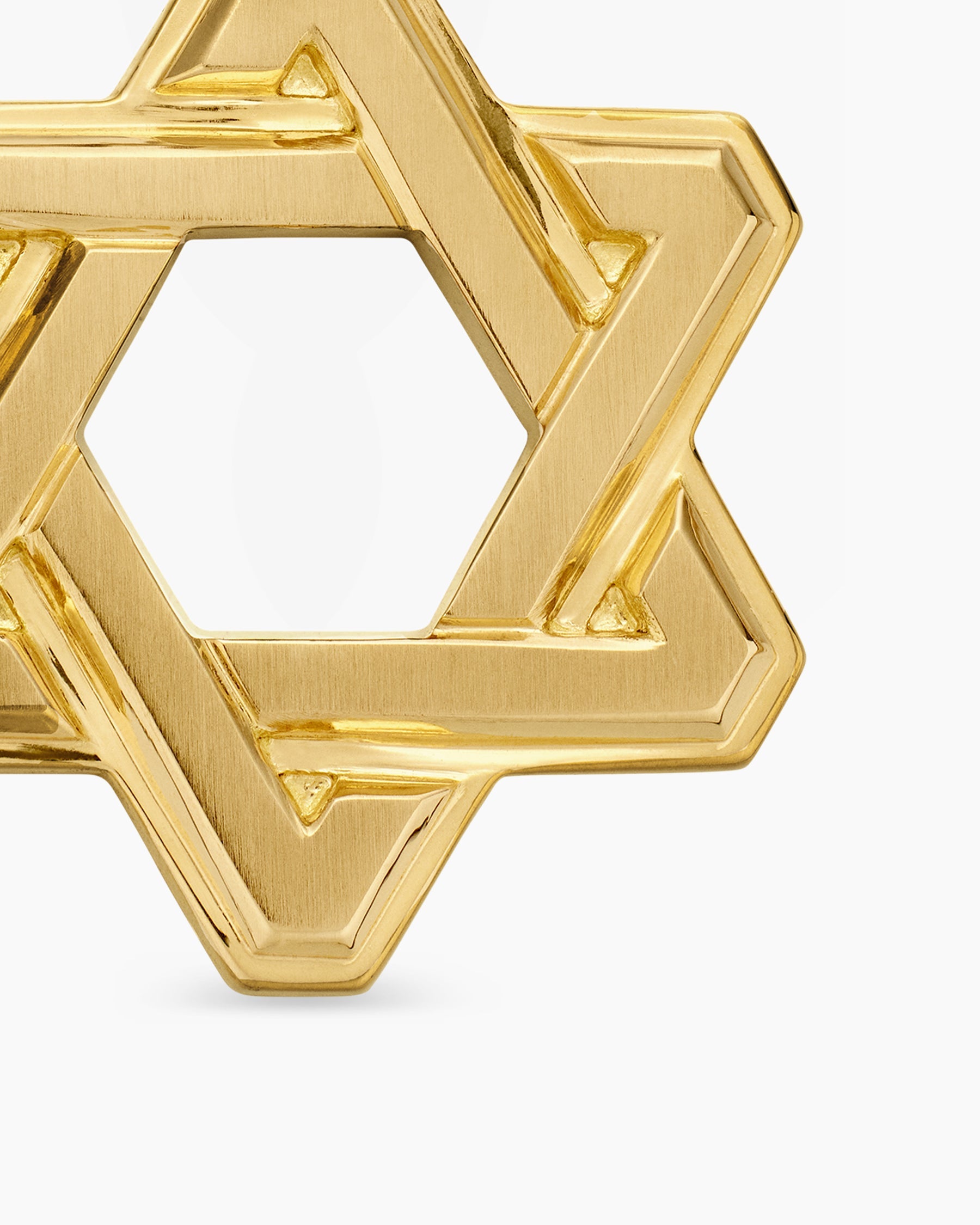 Deco Star of David Pendant in 18K Yellow Gold, 19.5mm