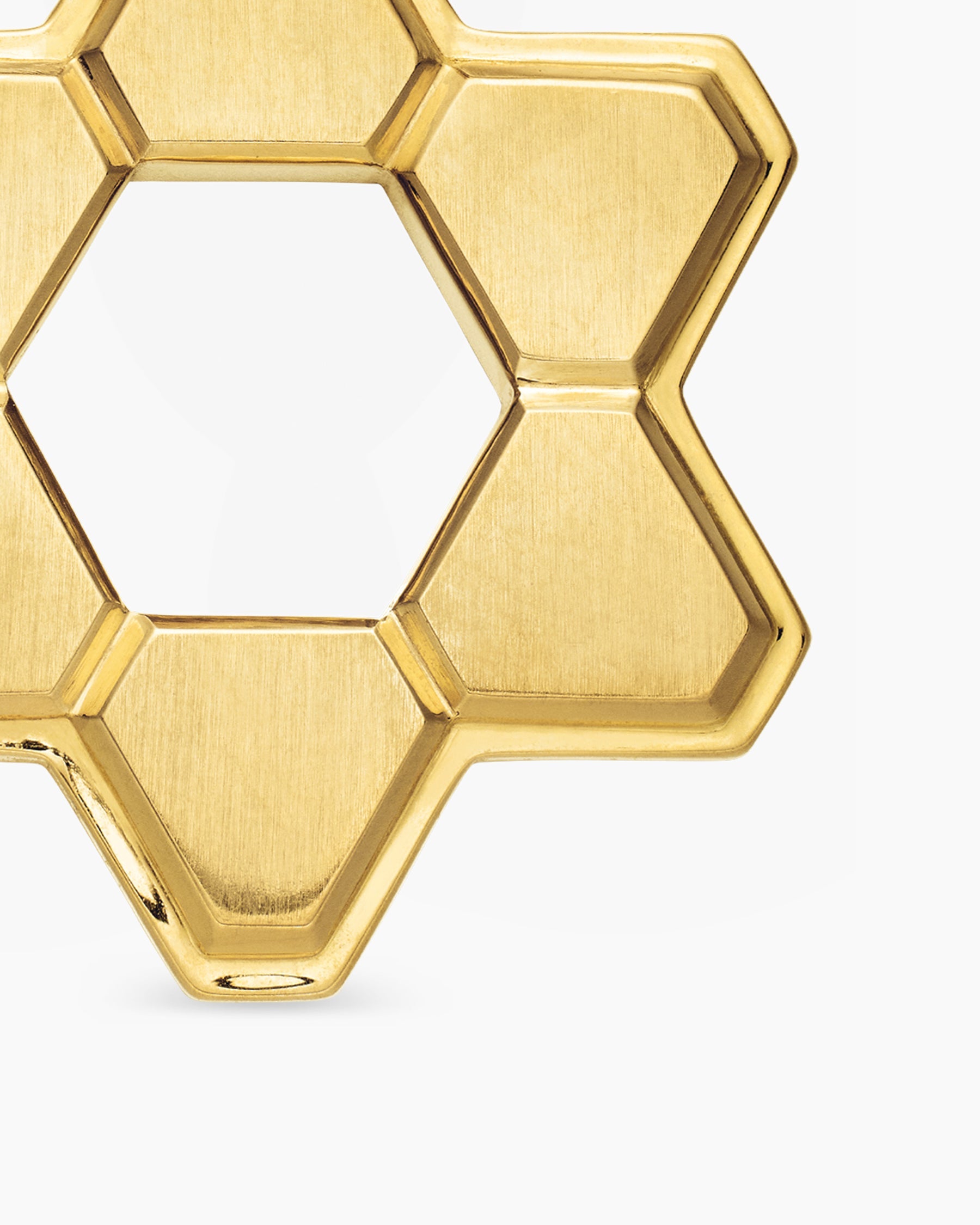 Deco Star of David Pendant in 18K Yellow Gold, 19.5mm