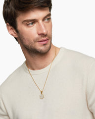 Deco Star of David Pendant in 18K Yellow Gold with Diamonds, 19.5mm