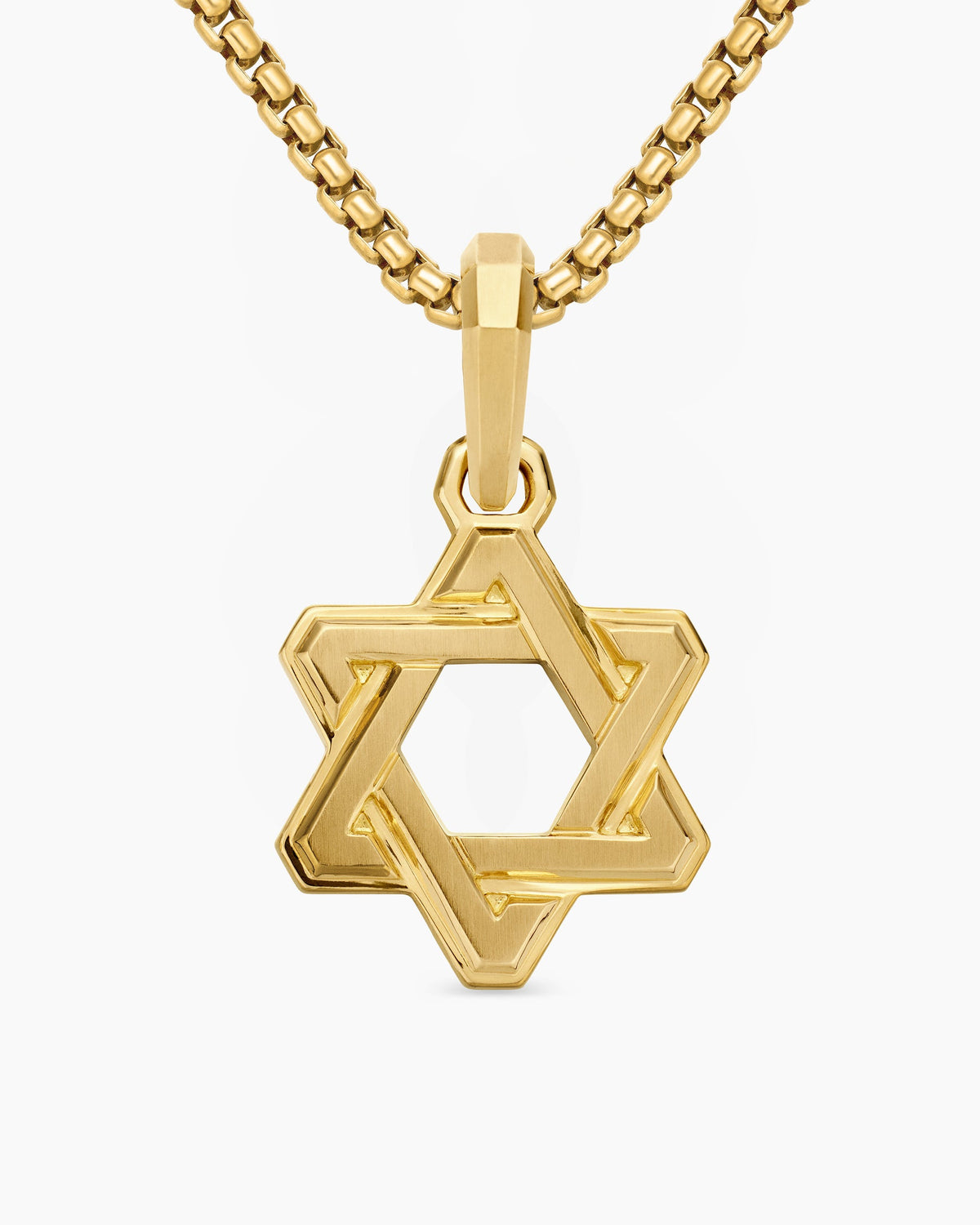 Deco Star of David Pendant in 18K Yellow Gold, 19.5mm