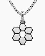 Deco Star of David Pendant in Sterling Silver with Diamonds, 19.5mm