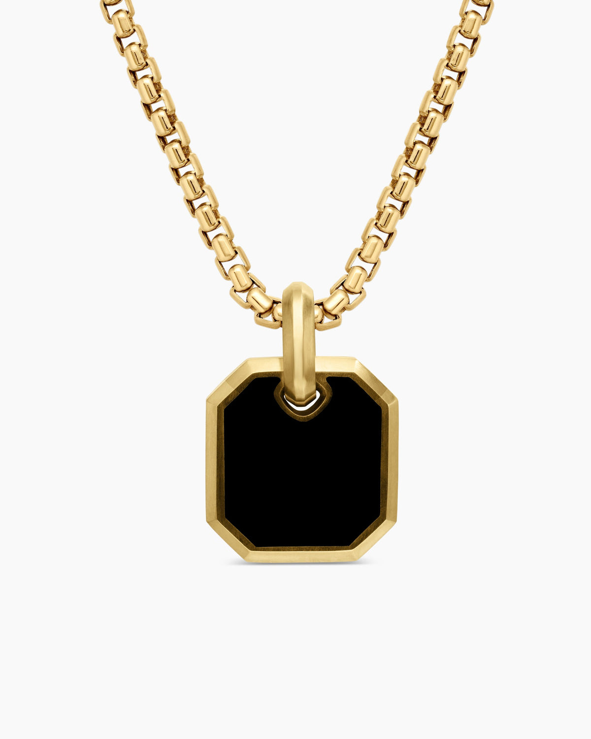 Octagonal Amulet in 18K Yellow Gold with Black Onyx, 15mm