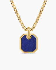 Octagonal Amulet in 18K Yellow Gold with Lapis, 15mm