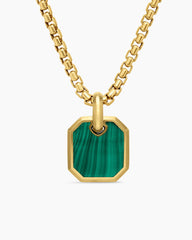 Octagonal Amulet in 18K Yellow Gold with Malachite, 15mm
