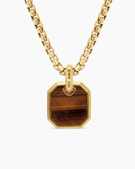 Octagonal Amulet in 18K Yellow Gold with Tiger’s Eye, 15mm