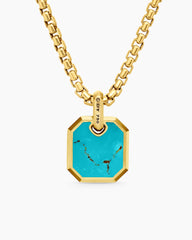 Octagonal Amulet in 18K Yellow Gold with Turquoise, 15mm