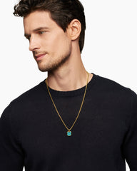 Octagonal Amulet in 18K Yellow Gold with Turquoise, 15mm