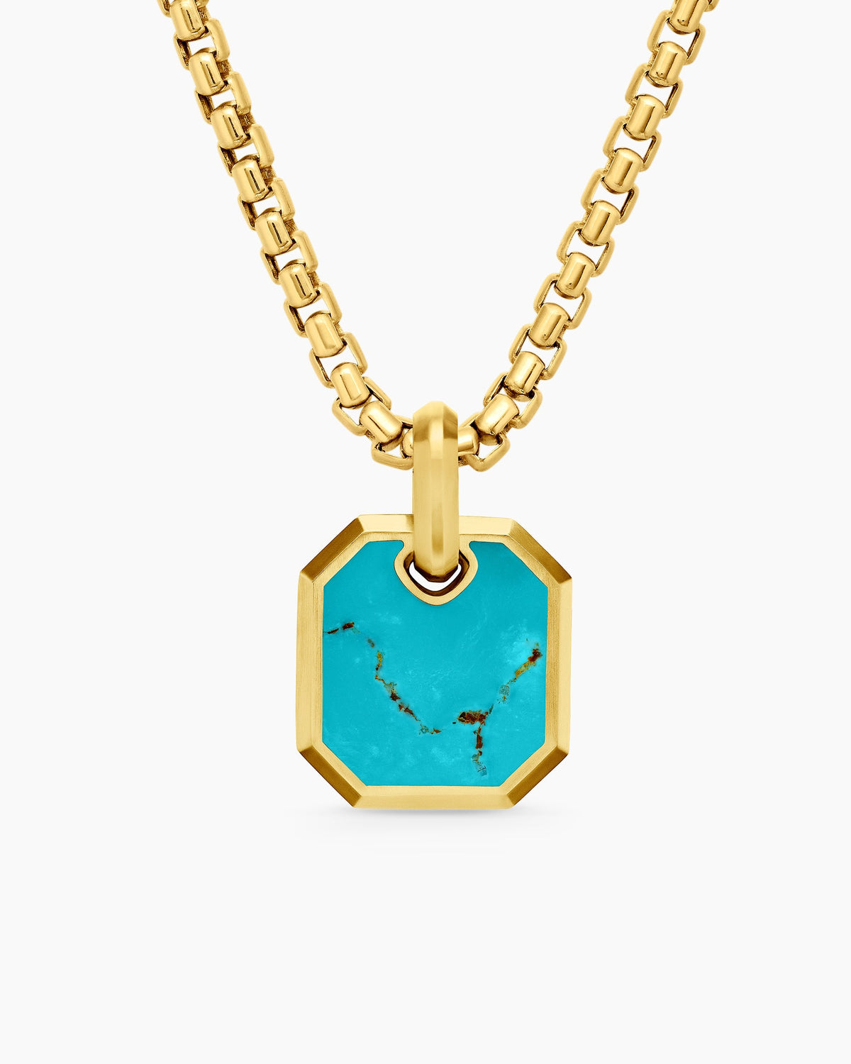 Octagonal Amulet in 18K Yellow Gold with Turquoise, 15mm