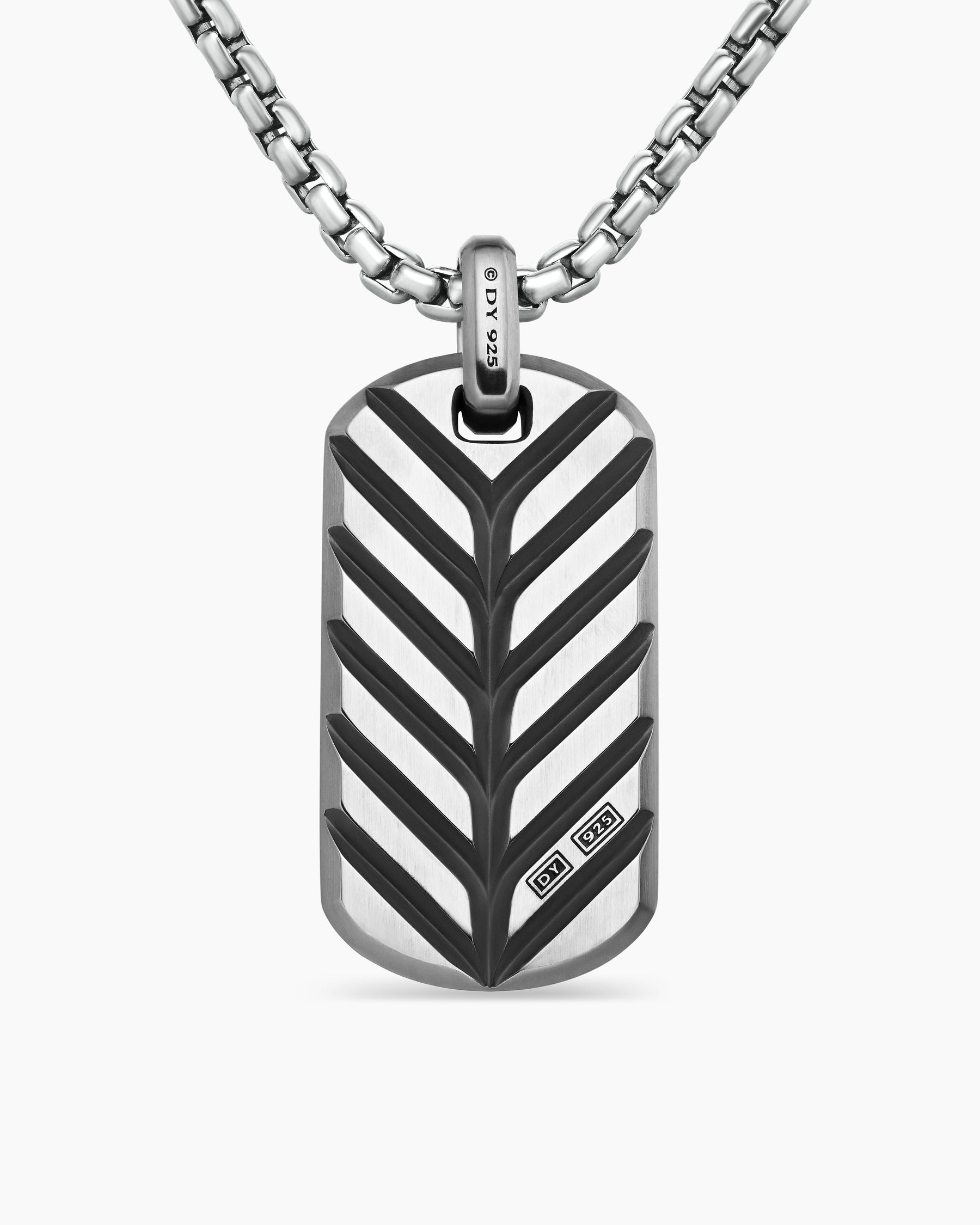 Chevron Tag in Sterling Silver, 35mm