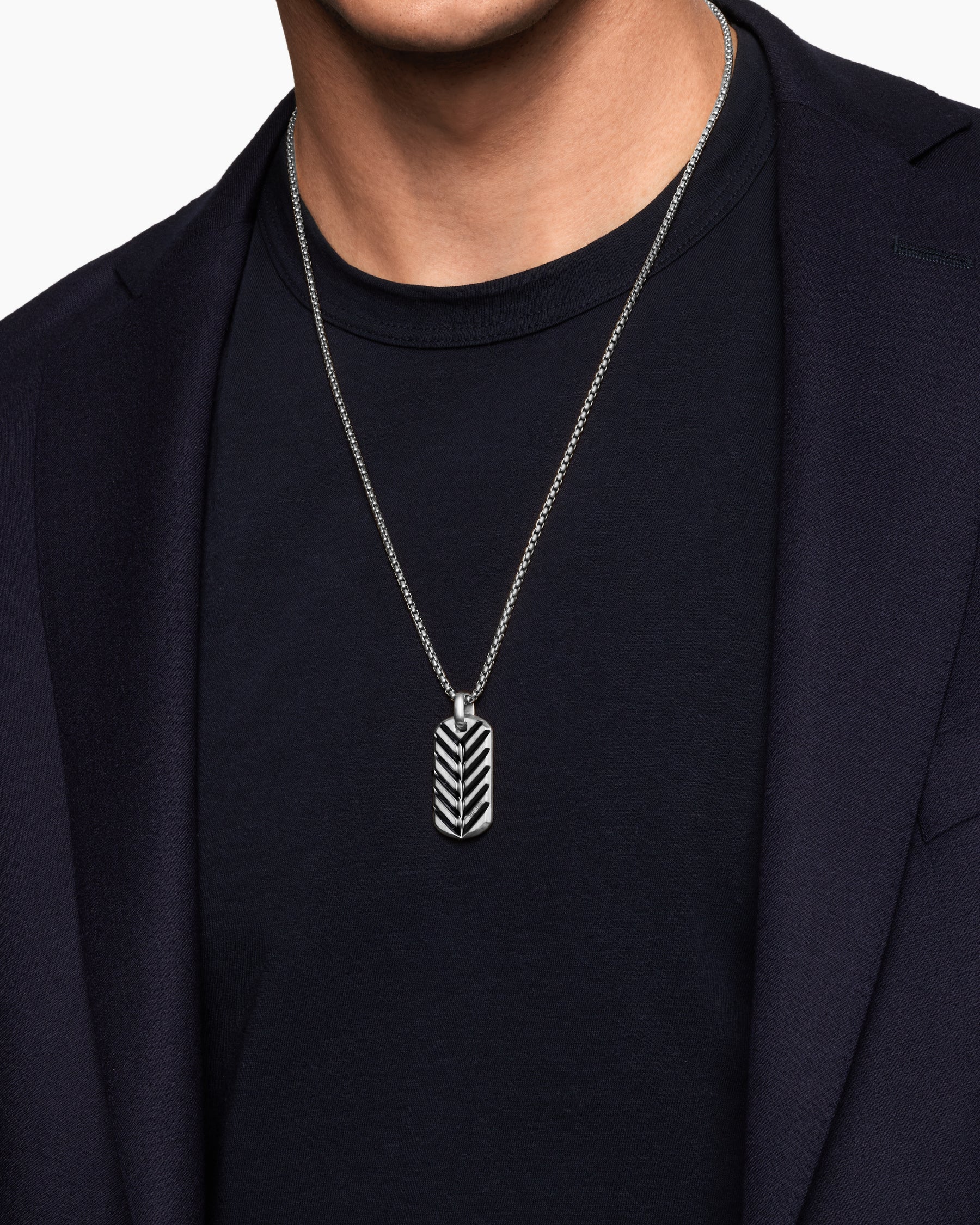 Chevron Tag in Sterling Silver, 35mm