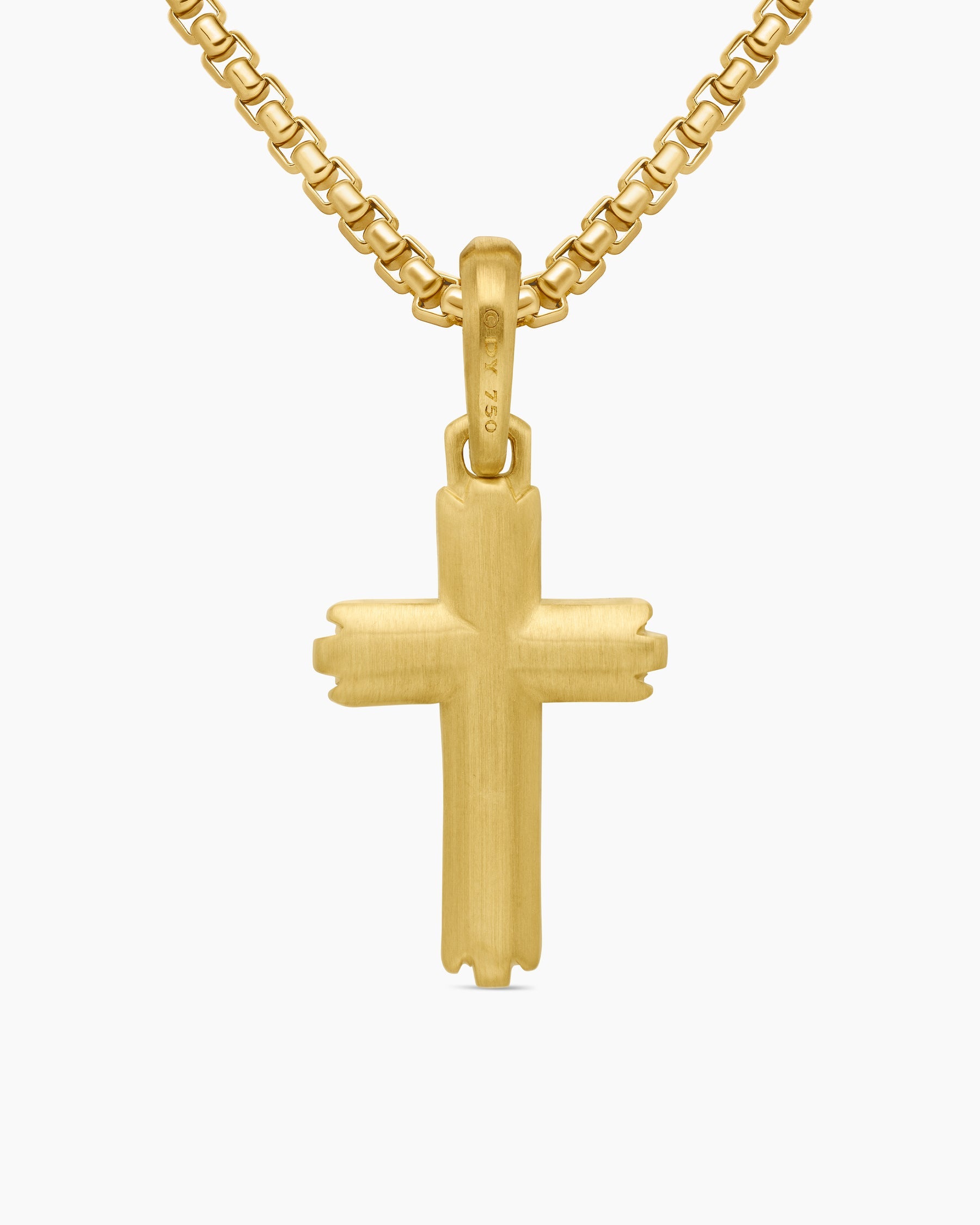 Deco Cross Pendant in 18K Yellow Gold, 27mm
