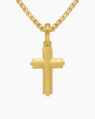 Deco Cross Pendant in 18K Yellow Gold, 27mm