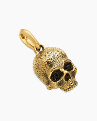 Memento Mori Skull Amulet in 18K Yellow Gold with Pavé Black Diamonds, 18mm