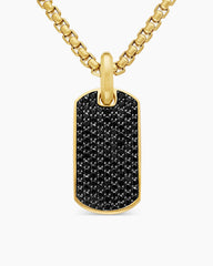 Chevron Tag in 18K Yellow Gold with Black Diamonds, 27mm