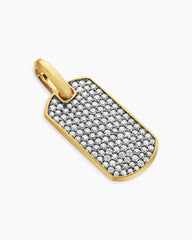 Chevron Tag in 18K Yellow Gold with Diamonds, 27mm