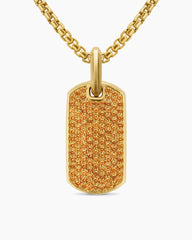 Chevron Tag in 18K Yellow Gold with Orange Sapphires, 27mm
