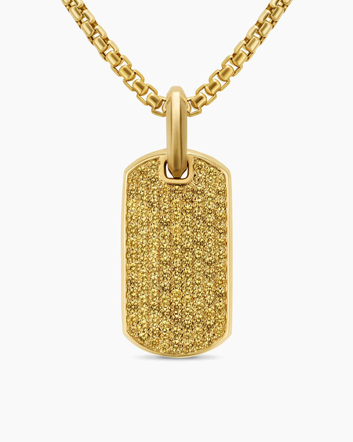 Chevron Tag in 18K Yellow Gold with Yellow Sapphires, 27mm