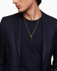 Chevron Tag in 18K Yellow Gold with Black Onyx, 27mm