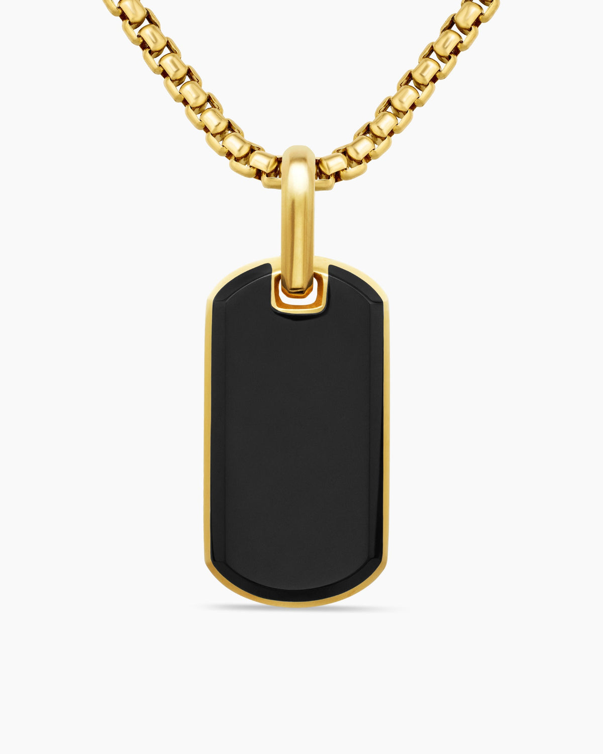 Chevron Tag in 18K Yellow Gold with Black Onyx, 27mm
