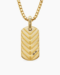 Chevron Tag in 18K Yellow Gold with Nephrite Jade, 27mm