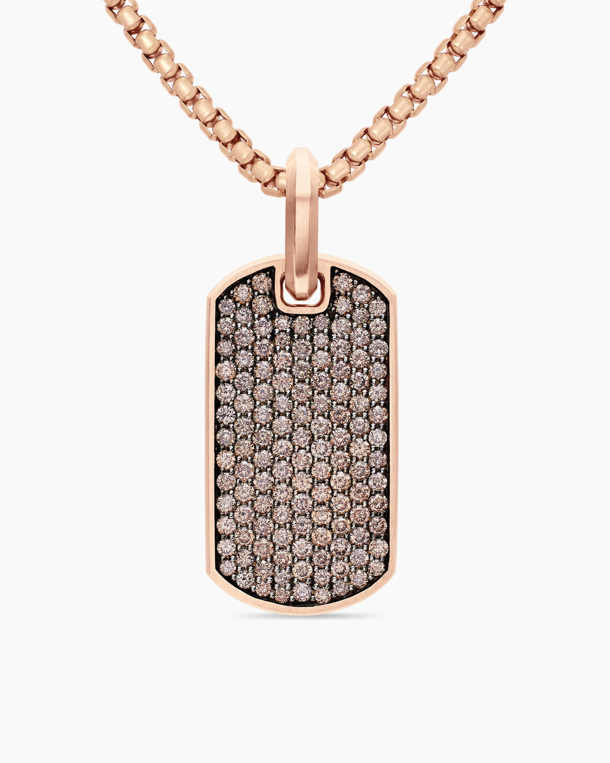 Chevron Tag in 18K Rose Gold with Cognac Diamonds, 27mm