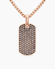 Chevron Tag in 18K Rose Gold with Cognac Diamonds, 27mm