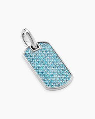 Chevron Tag in 18K White Gold with Paraiba Tourmalines, 27mm