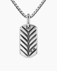 Chevron Tag in 18K White Gold with Paraiba Tourmalines, 27mm