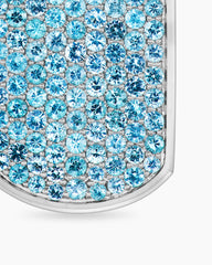 Chevron Tag in 18K White Gold with Paraiba Tourmalines, 27mm