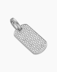 Chevron Tag in Sterling Silver with Diamonds, 27mm