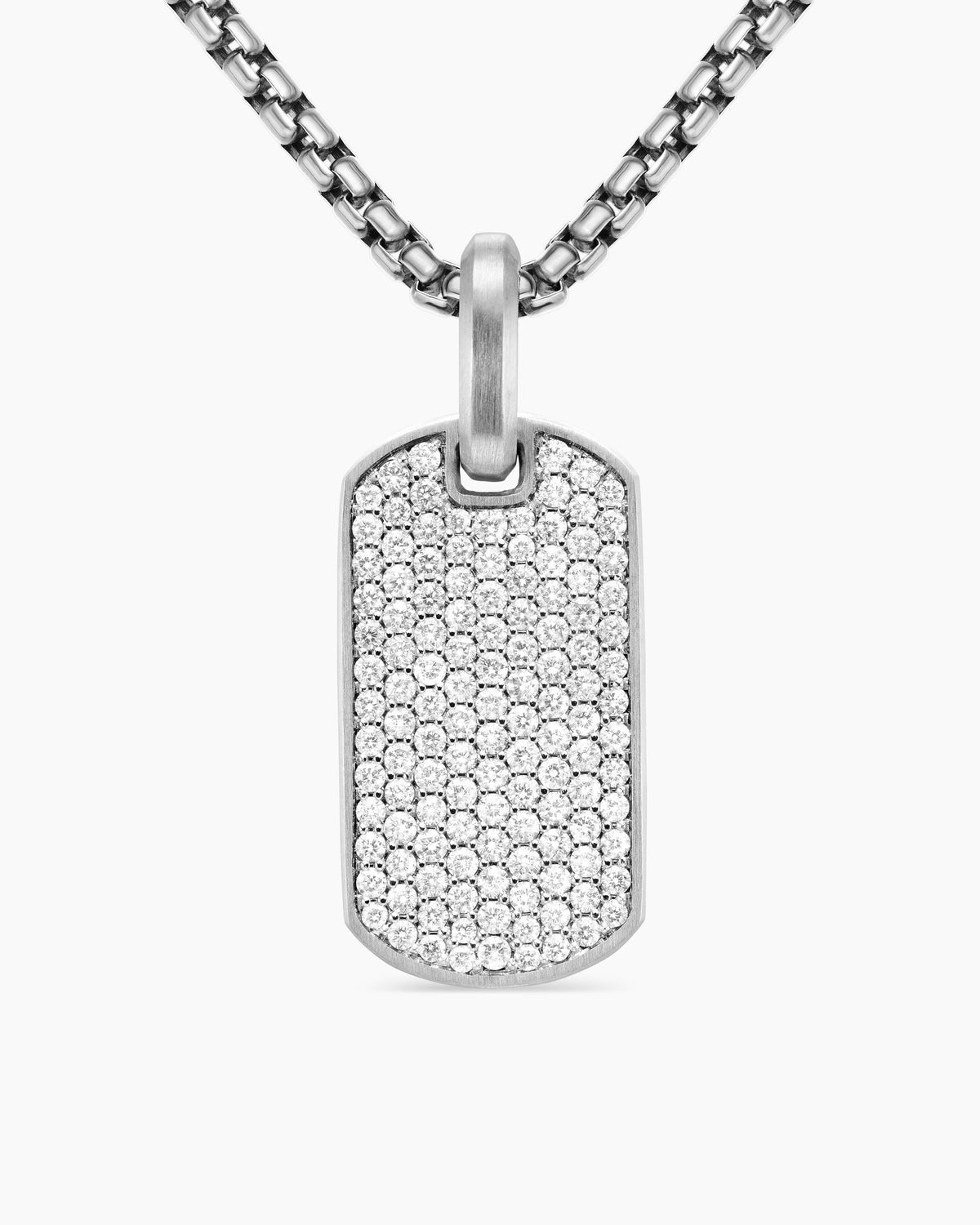 Chevron Tag in Sterling Silver with Diamonds, 27mm