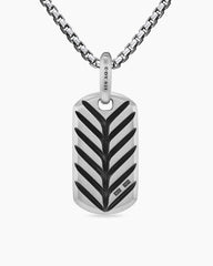 Chevron Tag in Sterling Silver with Orange Sapphires, 27mm