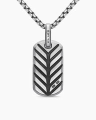 Chevron Tag in Sterling Silver with Rainbow Pavé, 27mm