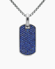Chevron Tag in Sterling Silver with Sapphires, 27mm