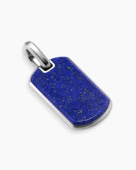 Chevron Tag in Sterling Silver with Lapis Lazuli, 27mm