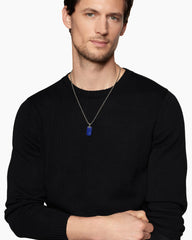 Chevron Tag in Sterling Silver with Lapis Lazuli, 27mm