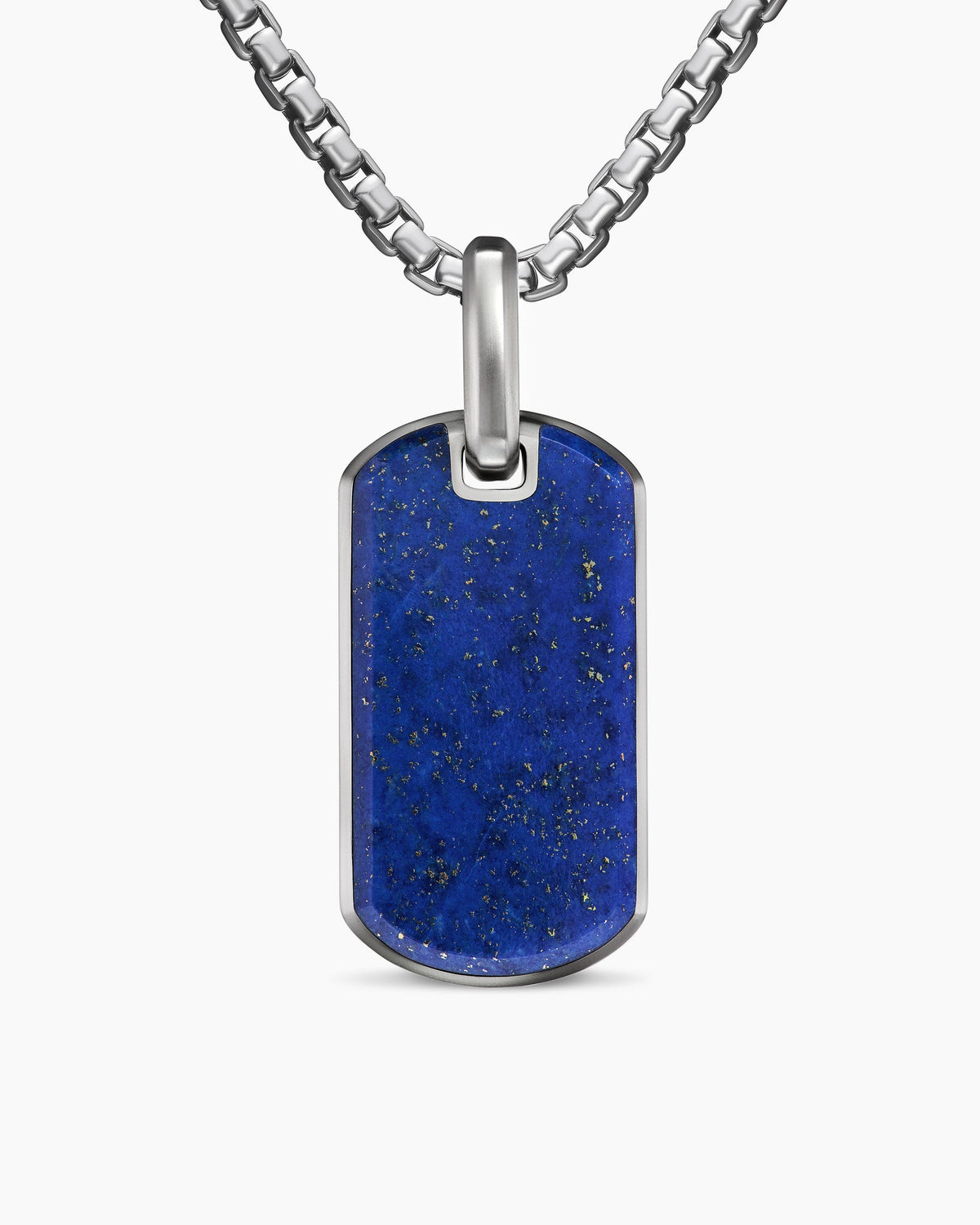 Chevron Tag in Sterling Silver with Lapis Lazuli, 27mm