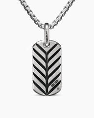 Chevron Tag in Sterling Silver with Meteorite, 27mm