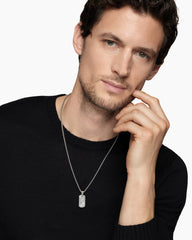 Chevron Tag in Sterling Silver with Meteorite, 27mm