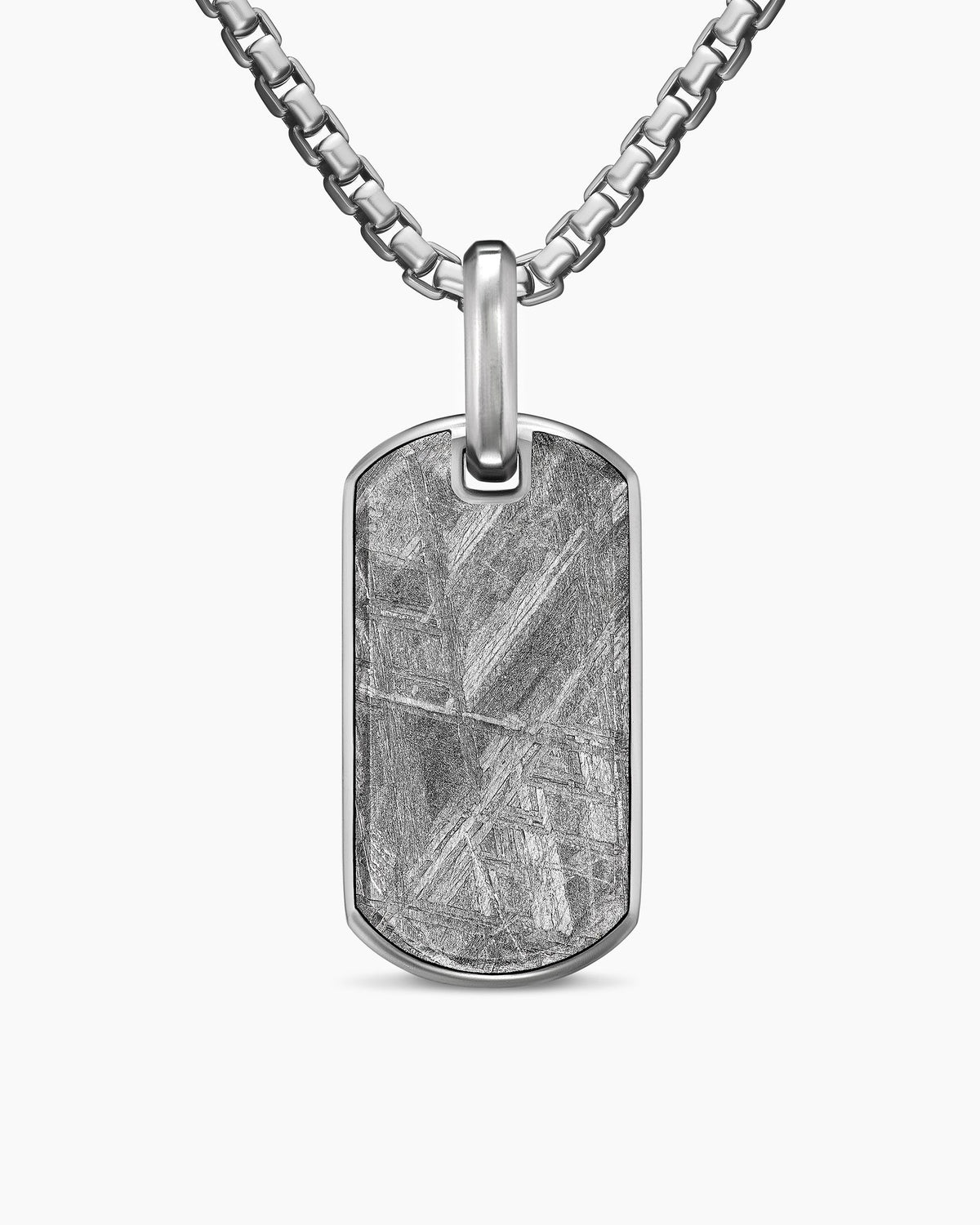Chevron Tag in Sterling Silver with Meteorite, 27mm