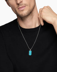 Chevron Tag in Sterling Silver with Turquoise, 27mm