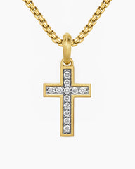 Pavé Cross Pendant in 18K Yellow Gold with Diamonds, 23mm